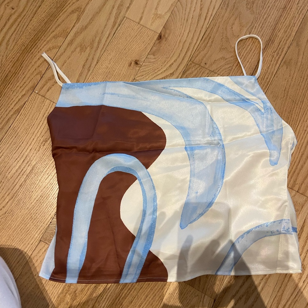 Peppermayo Brown and Blue Abstract Top
